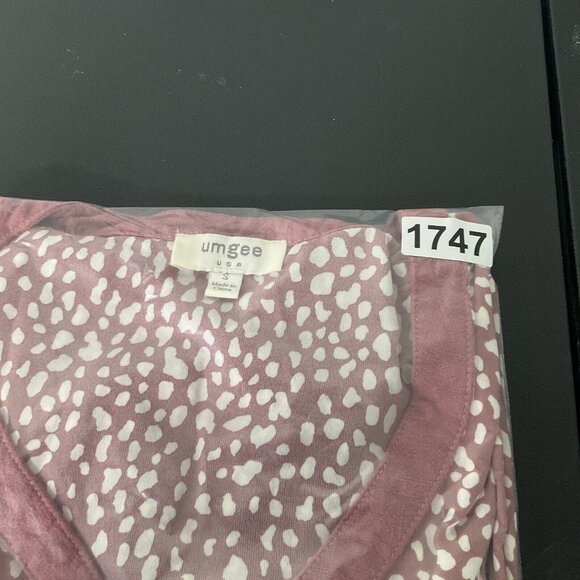 Umgee Dress Women Sz Small Polka Dot Linen Fringe Hem V-Neck Boho Flowy Boho - Picture 14 of 14